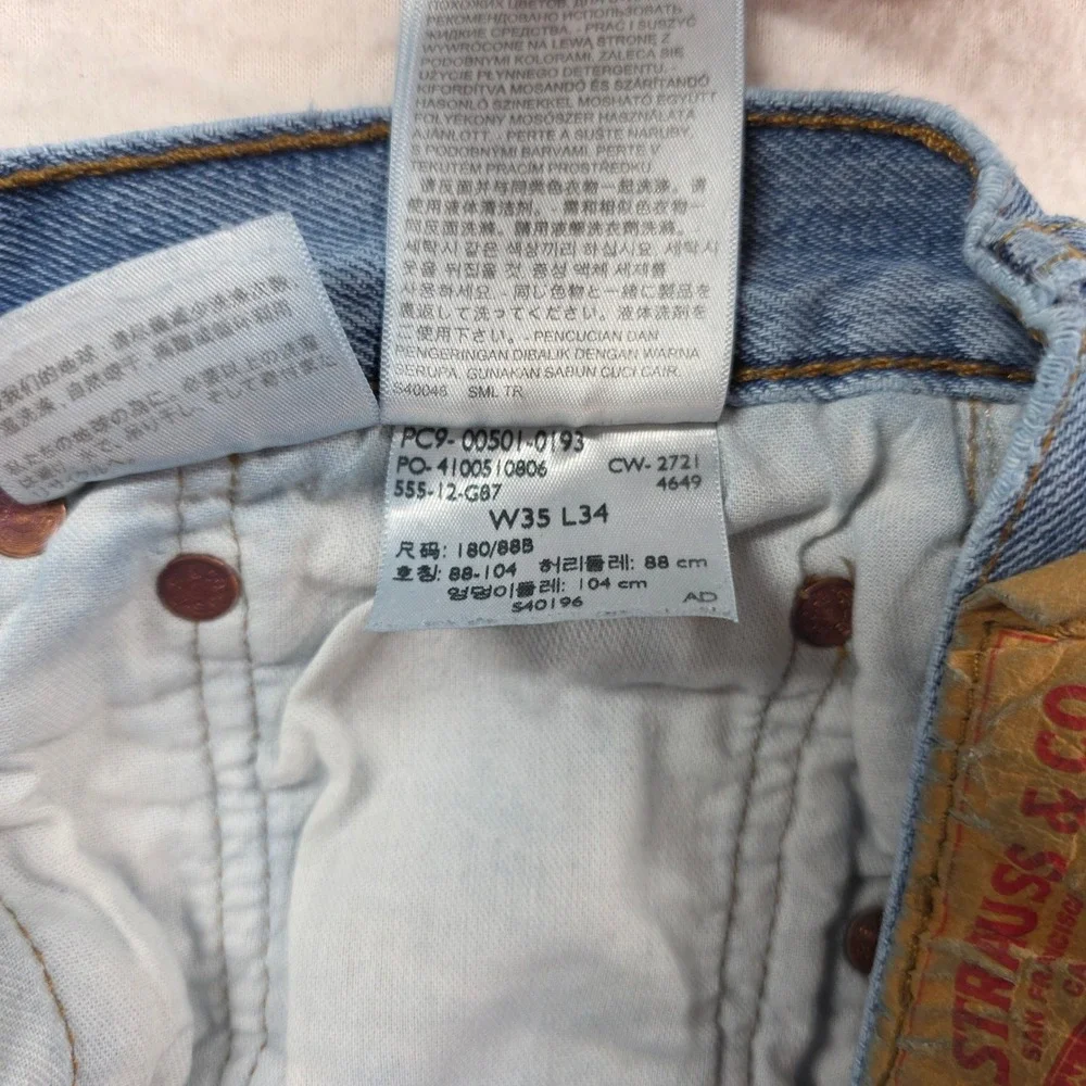 Levi's 501 Original Fit Jeans Mens 35x34 34x32 Actual Blue Button Fly 00501-0193